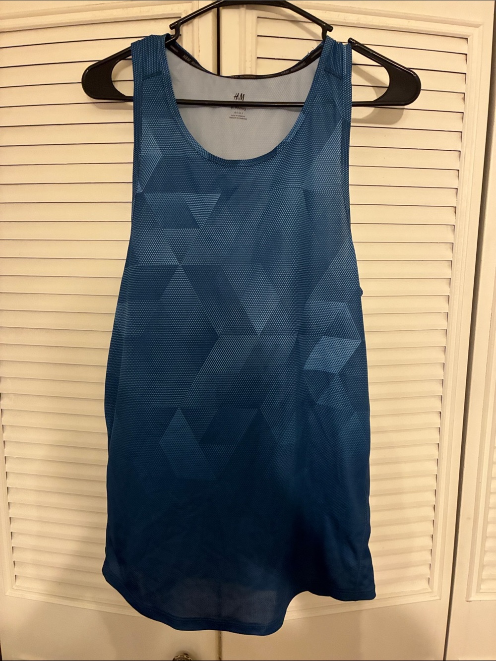 H&M Blue Geometric Mesh Tank